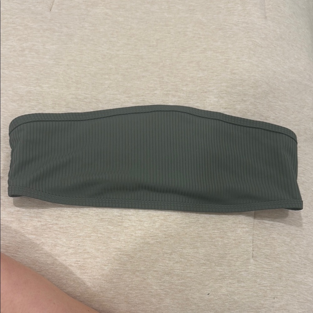 Dark Green Ribbed Bandeau Top